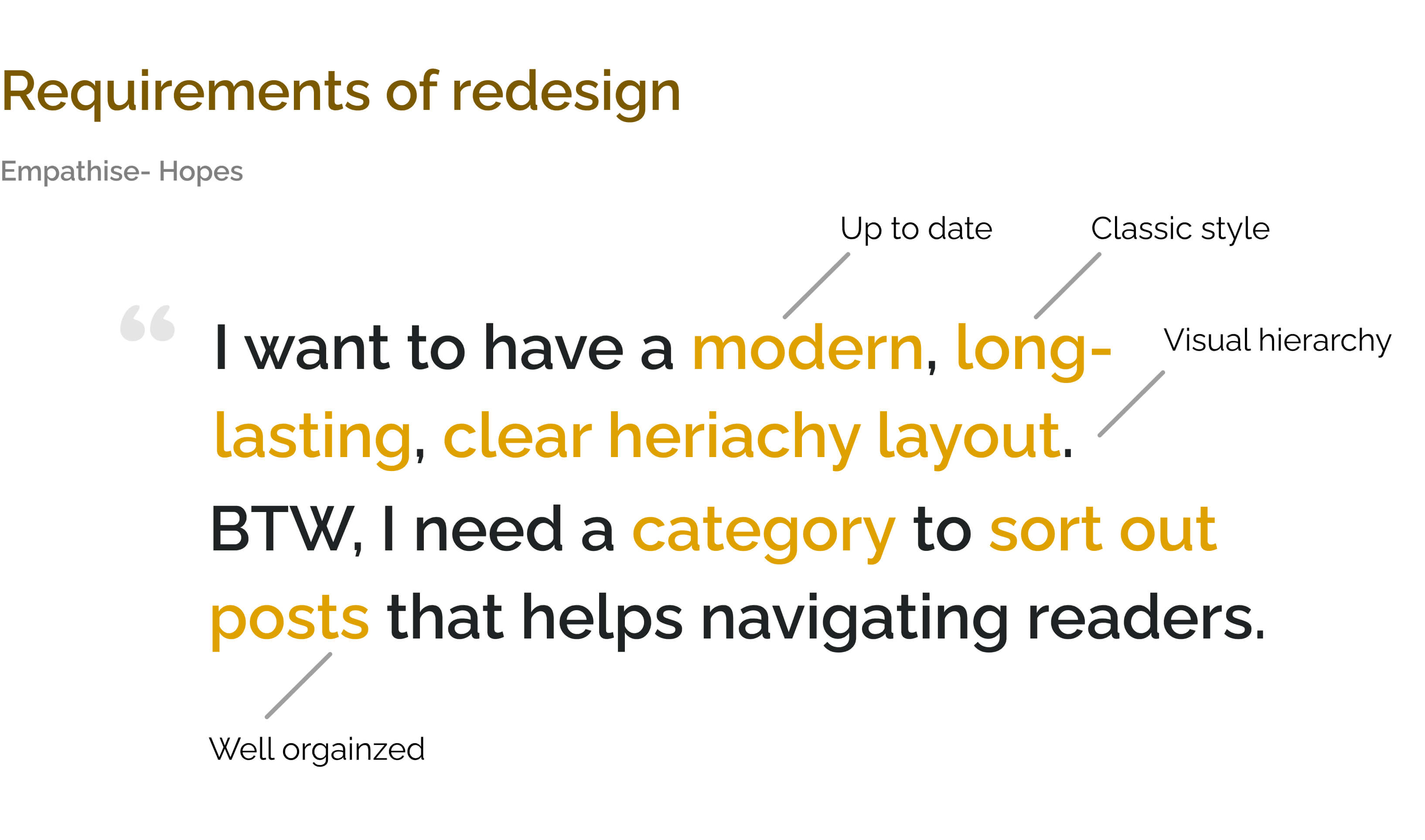 Requirements of redesign