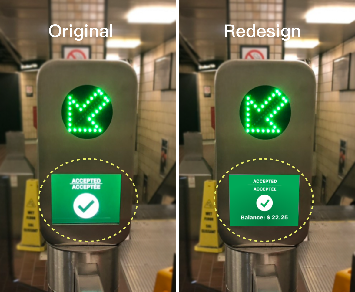 redesign pay fare machine with showing the balance.